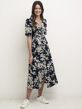 Nobody’s Child Floral Button Down Midi Dress